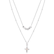 Double Layer Stainless Steel Opal Cross Double-layer Necklace For Women Girls New Trend Neck Chain Rustproof Jewelry Party Gift