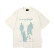 Blur Portrait Short Sleeve Crew Neck Loose Top