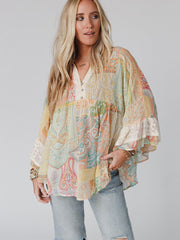 Women's V-neck Flared Sleeves Chiffon Blouse