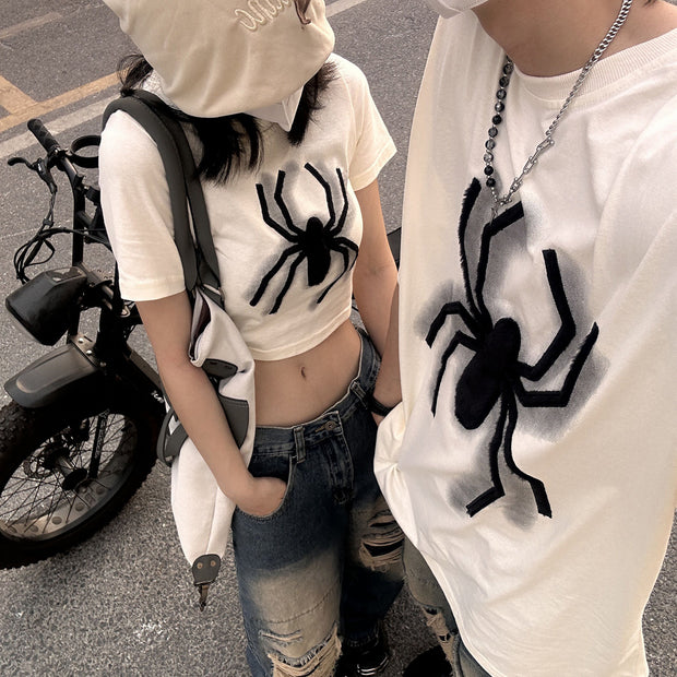 Retro Design Sense Couple Spider Flocking Top