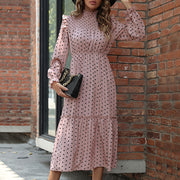 Stylish Temperament Long Sleeves Polka Dot Dress