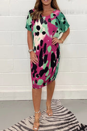 Plus Size Women's Printed Casual Short Sleeve Dress
