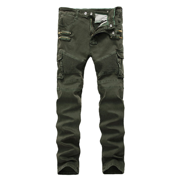 Men's Slim-fit Overalls With Multi-pocket Zipper