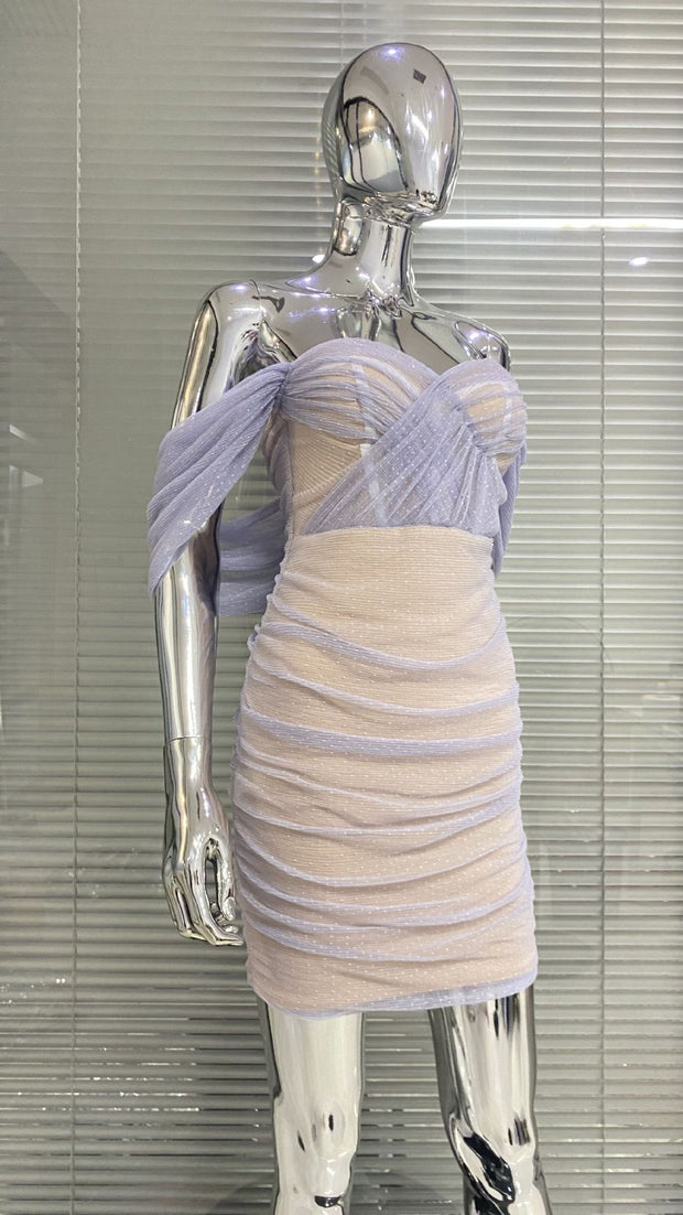 Off-the-shoulder Waist Tulle Dress