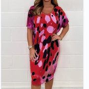 Plus Size Women's Printed Casual Short Sleeve Dress