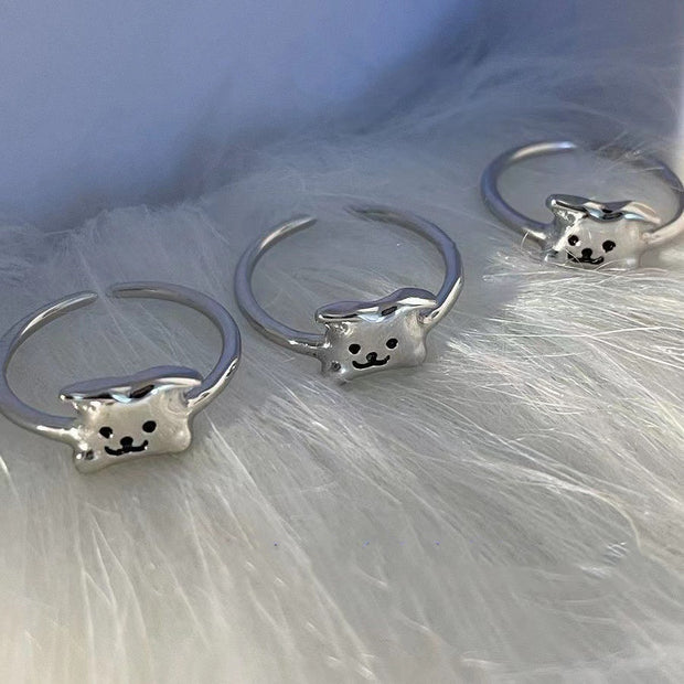 Simple Puppy Open Ring Female Cute Special-interest Design