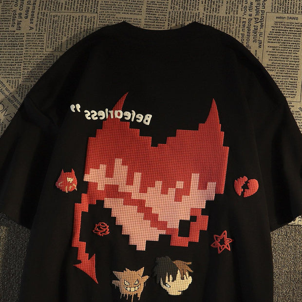 Love Devil Cotton Short Sleeve T-Shirt Men's Retro