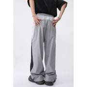 Patchwork Contrast Color Korean Style Loose Wide Leg Elastic Waist Casual Sports Pants