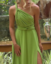 European And American Slant Shoulder Simple Dress