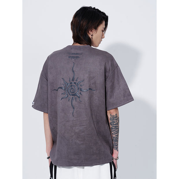 Suede Short-sleeved T-shirt Men's Trendy Brand Retro
