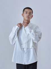 Deconstructed Shirt Design Sense Loose Trendy White