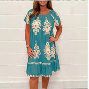 Women's Plus Size Summer Printed Short Sleeve Dress