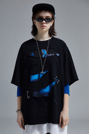 Button Trim Loose Casual Pin T-Shirt Men
